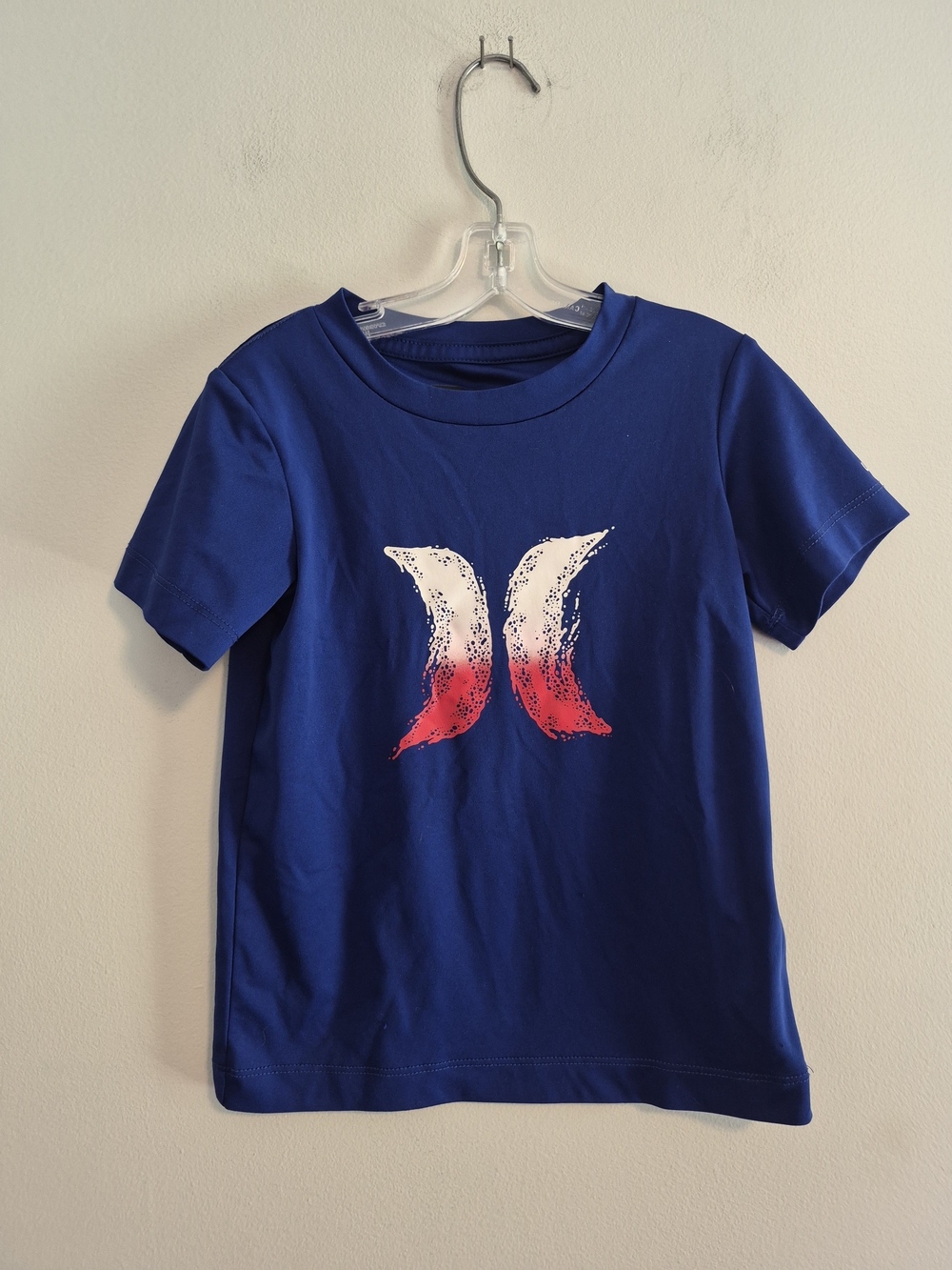 Hurley 4t Blue Athletic Short Sleeve Tshirt with Red & White Logo Graphic